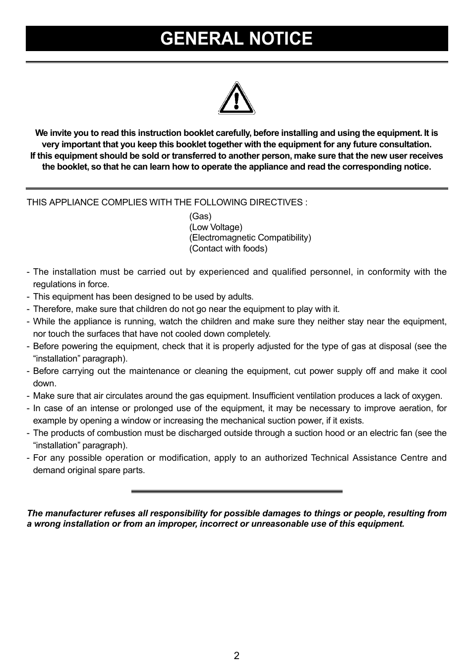 General notice | Caple C710G User Manual | Page 2 / 12