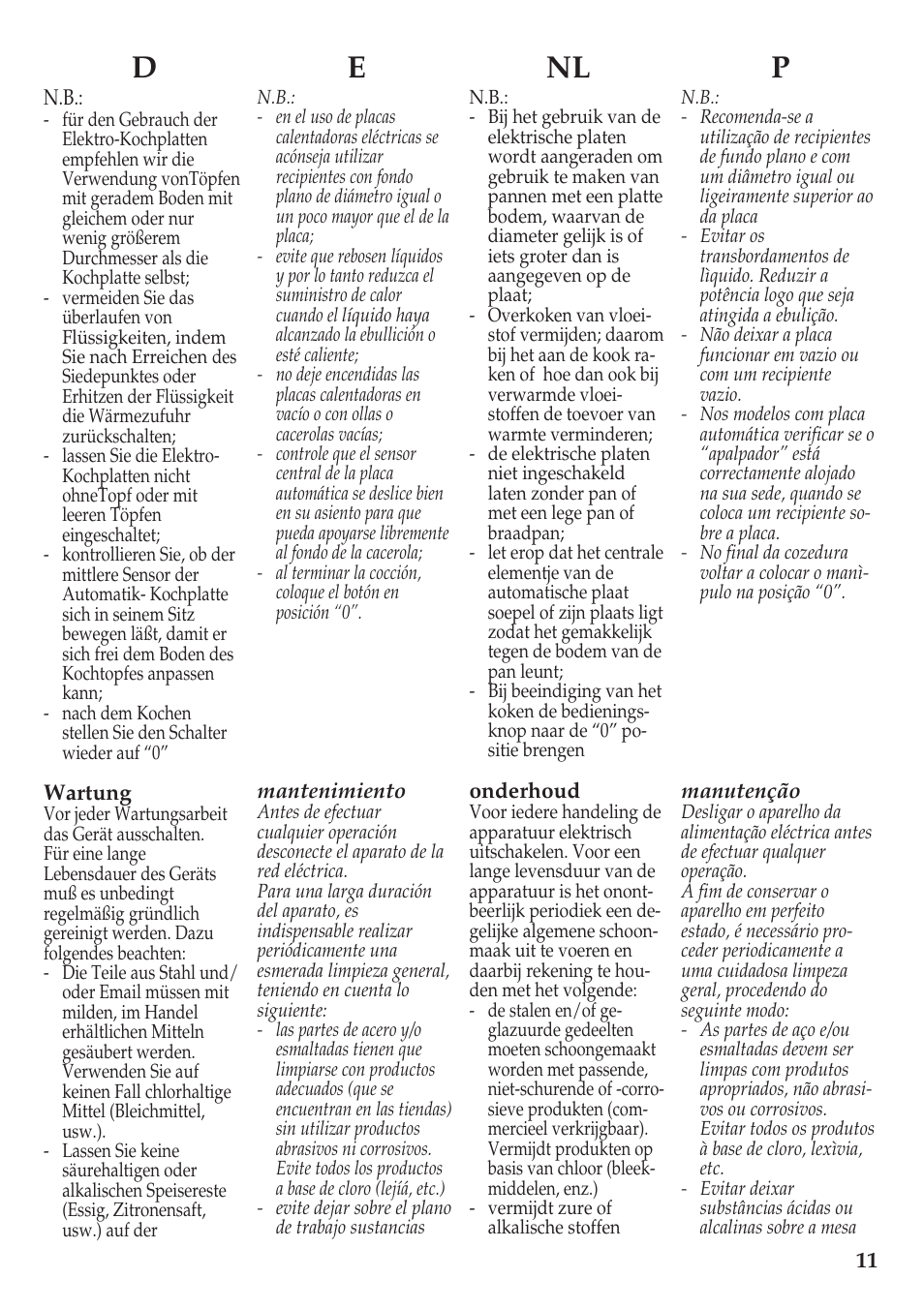 De nl p | Caple C602E User Manual | Page 11 / 16