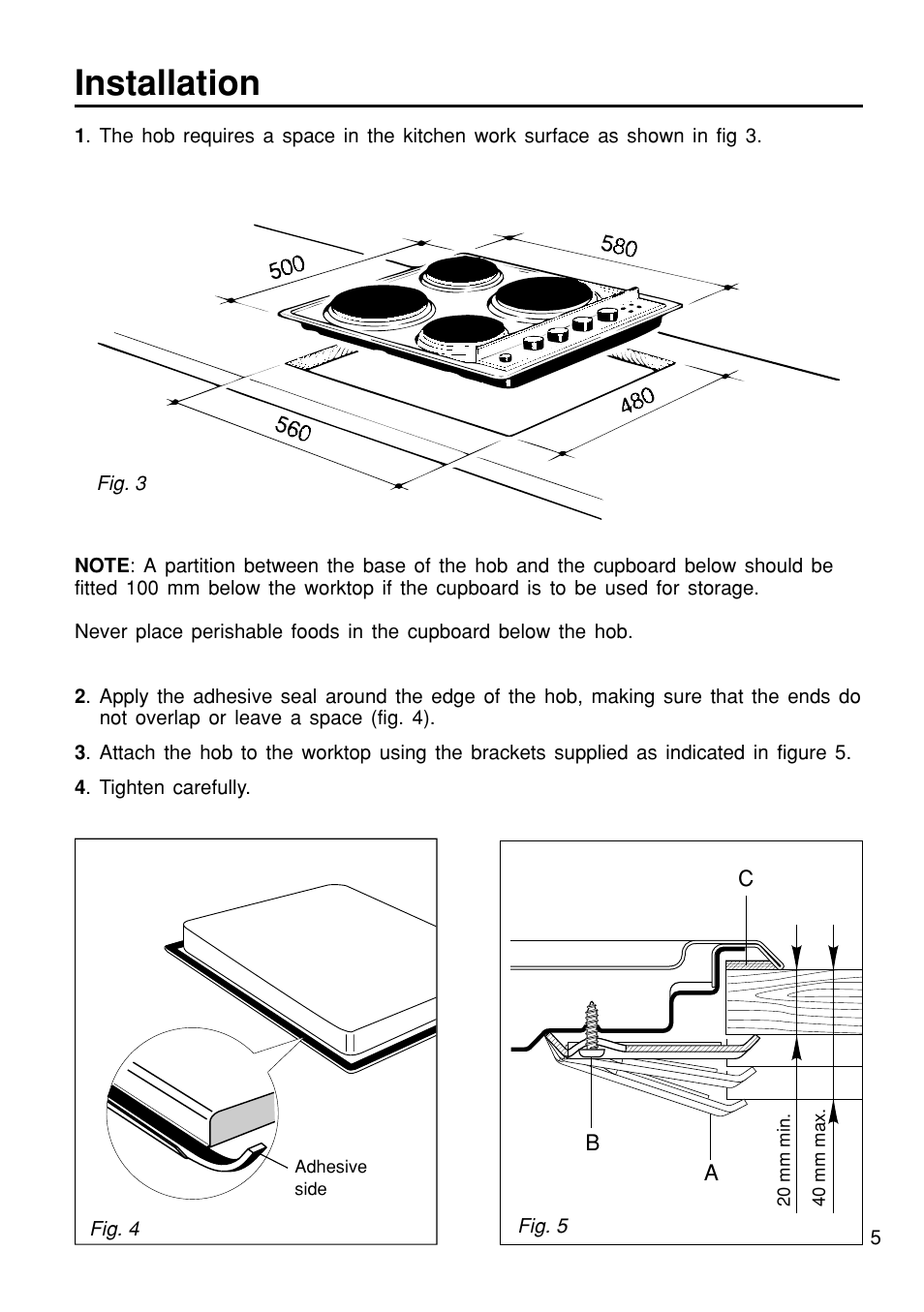 Installation | Caple C611 User Manual | Page 5 / 8
