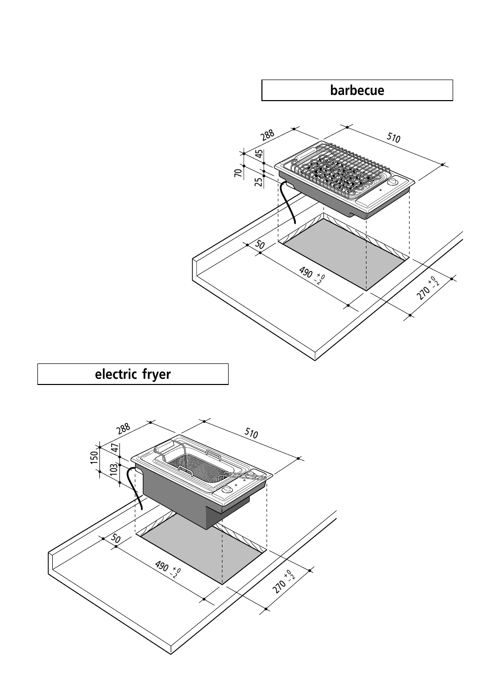 Installation, Technical information for the installer, Electric fryer | Barbecue | Caple C670 User Manual | Page 5 / 20