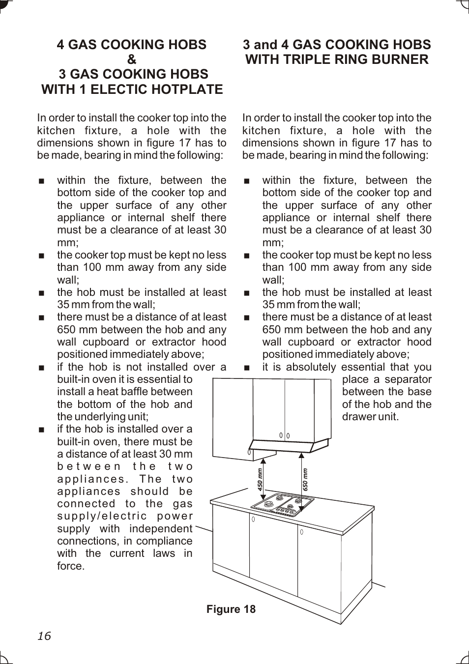 3 and 4 gas cooking hobs with triple ring burner | Caple C736GSS User Manual | Page 16 / 28