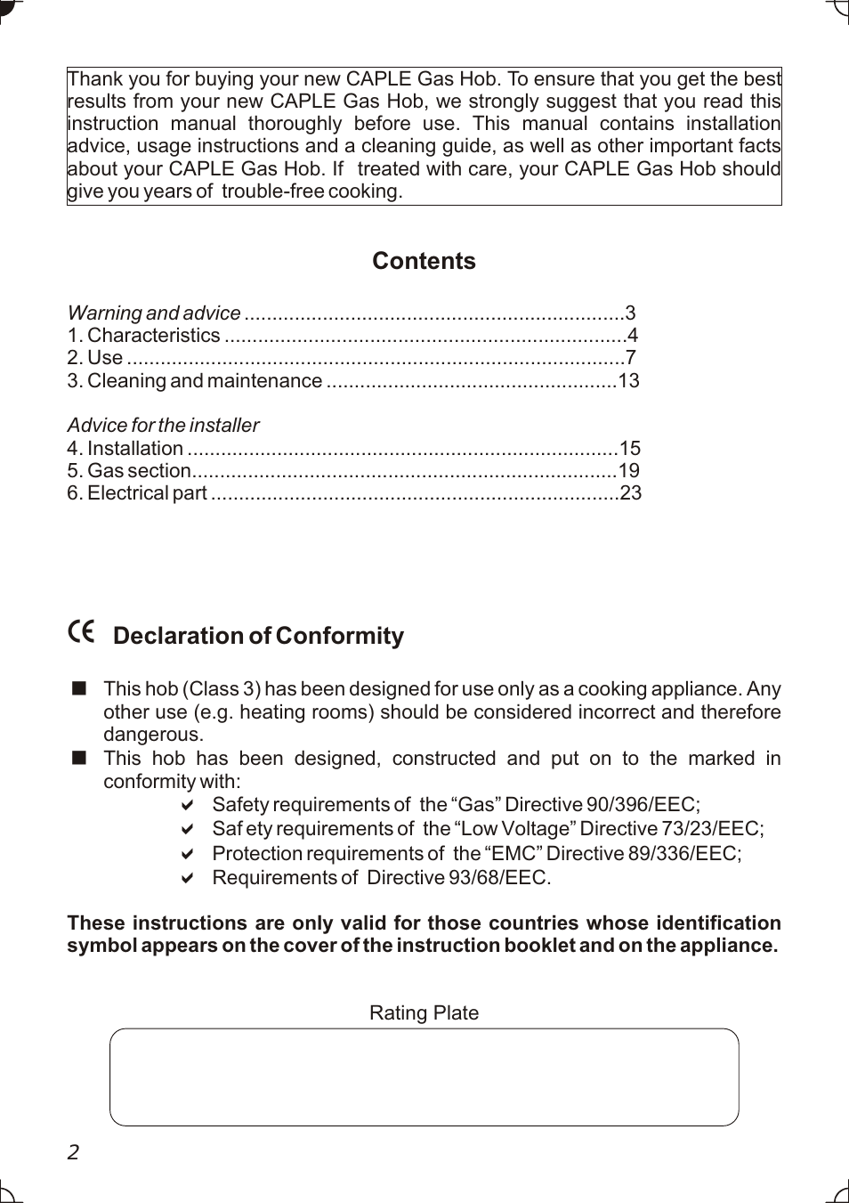 Caple C736GSS User Manual | Page 2 / 28