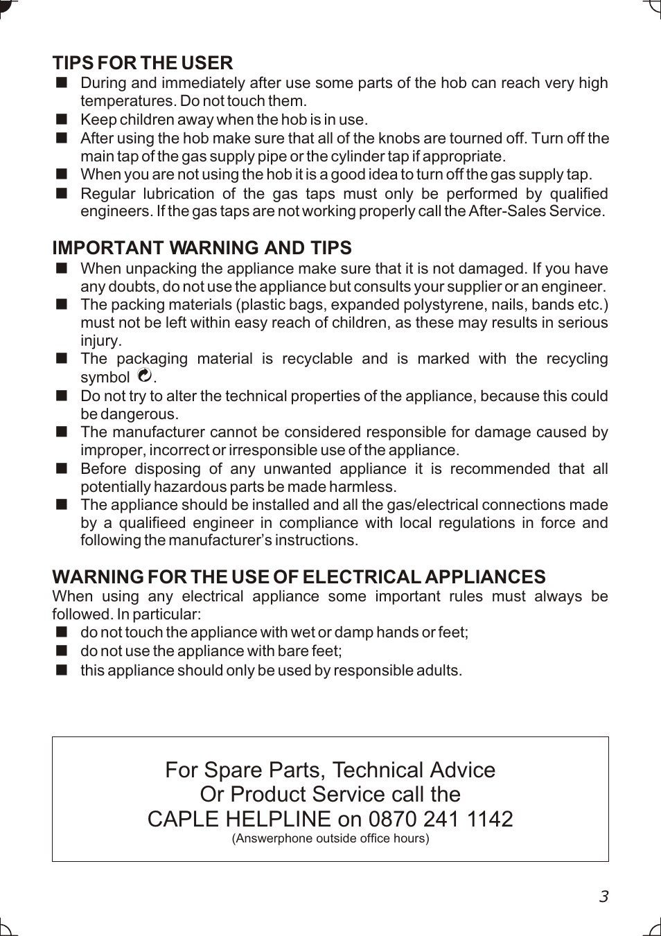 Caple C736GSS User Manual | Page 3 / 28