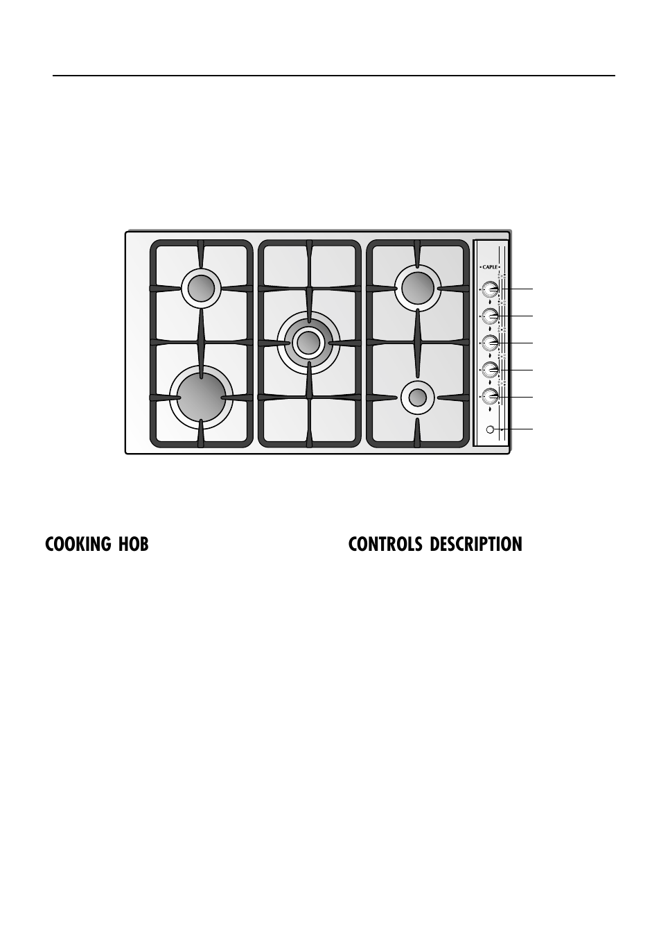 How to use your gas hob, Cooking hob, Controls description | Caple C761GSS User Manual | Page 8 / 12