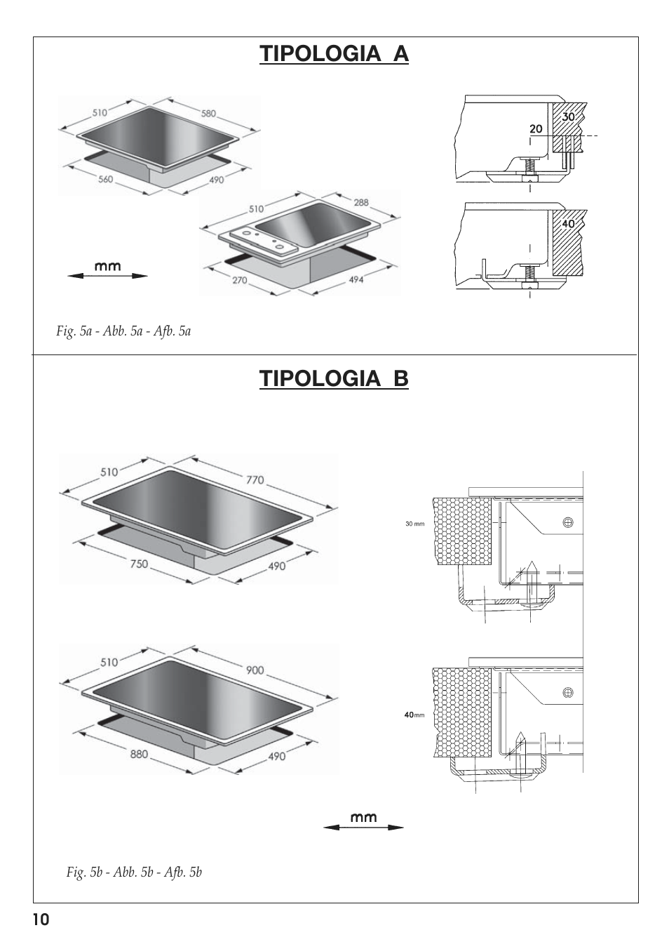 Tipologia a, Tipologia b | Caple C804C User Manual | Page 10 / 20