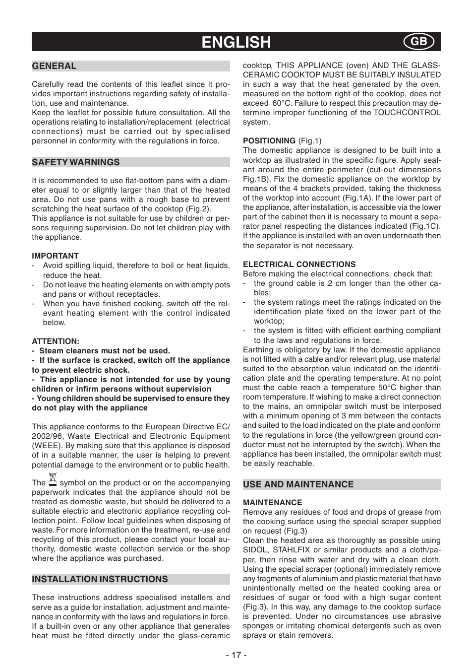 English | Caple C805C User Manual | Page 9 / 10