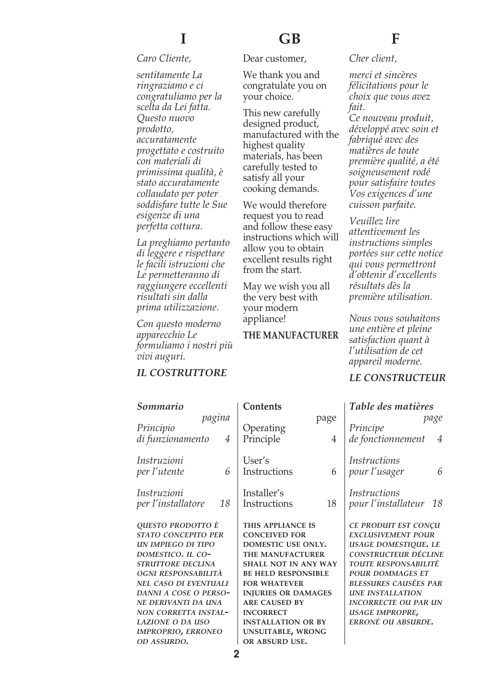Igb f | Caple C991i User Manual | Page 2 / 24