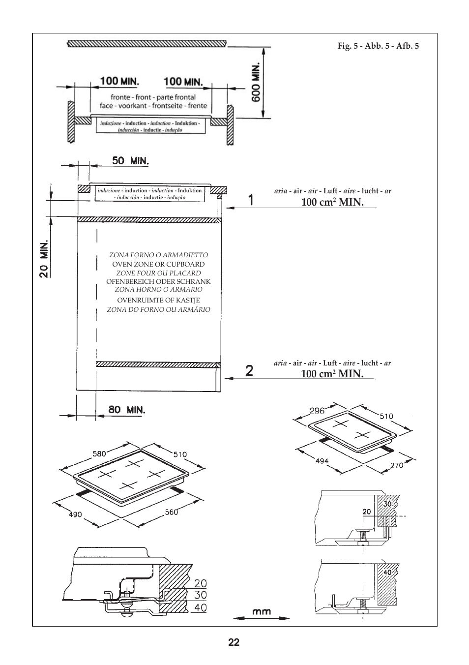 100 cm | Caple C991i User Manual | Page 22 / 24