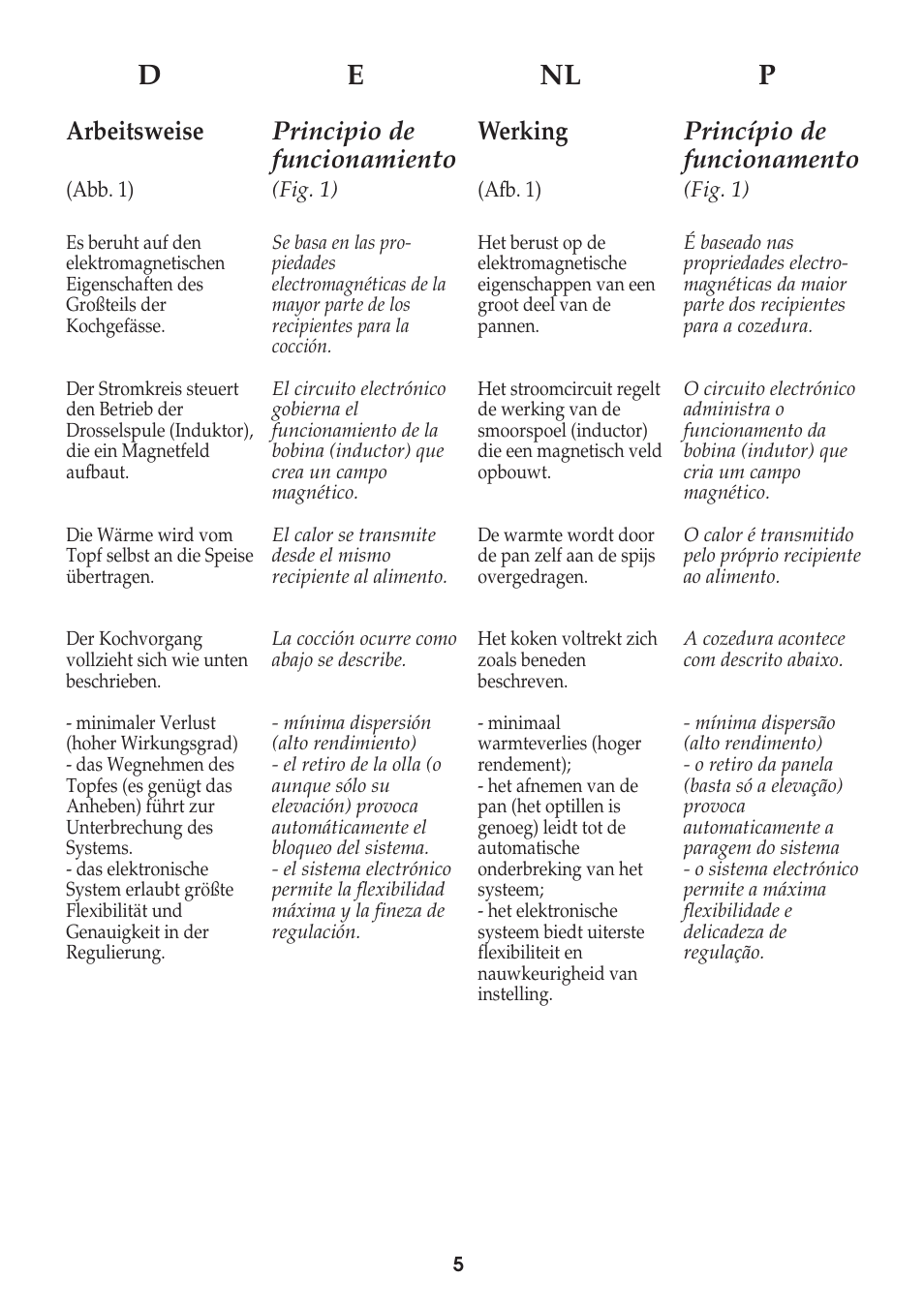 De nl p, Arbeitsweise, Werking | Princípio de funcionamento, Principio de funcionamiento | Caple C991i User Manual | Page 5 / 24