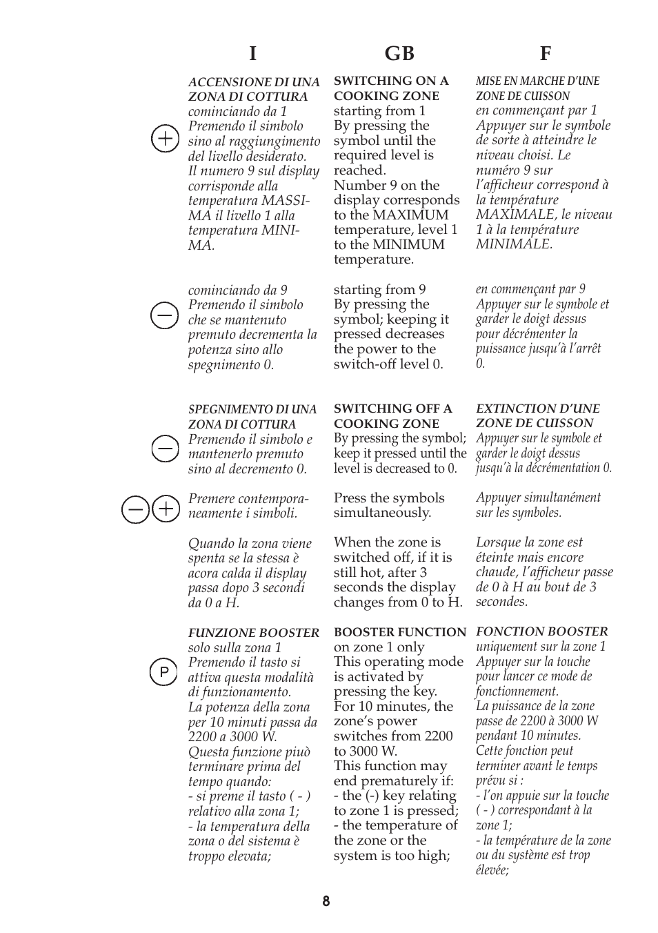 Igb f | Caple C991i User Manual | Page 8 / 24