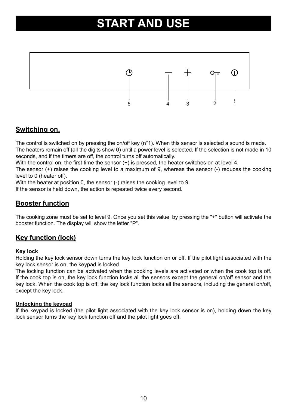 Start and use | Caple C930i User Manual | Page 10 / 16