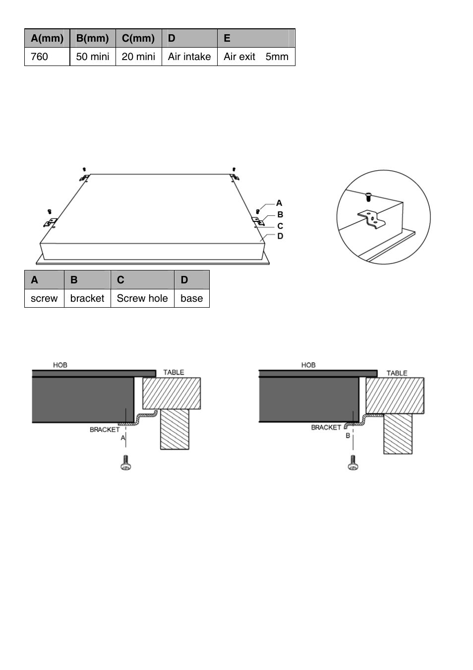 Before locating the fixing brackets, Cautions | Caple C813C User Manual | Page 15 / 19