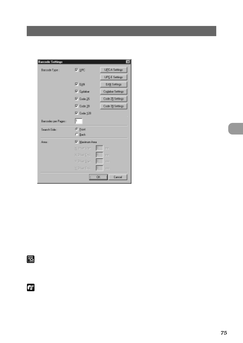 Barcode settings | Canon DR-5060F User Manual | Page 77 / 89