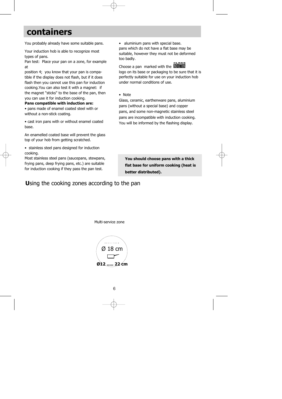 Containers | Caple C851i User Manual | Page 6 / 12