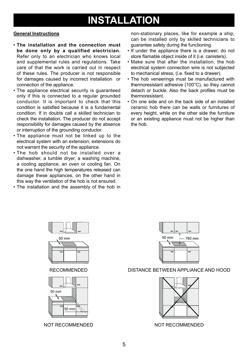 Installation | Caple C993i User Manual | Page 5 / 16