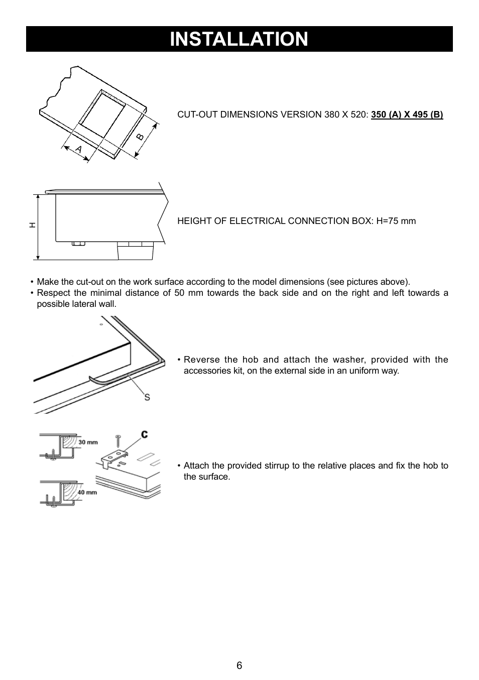 Installation | Caple C993i User Manual | Page 6 / 16