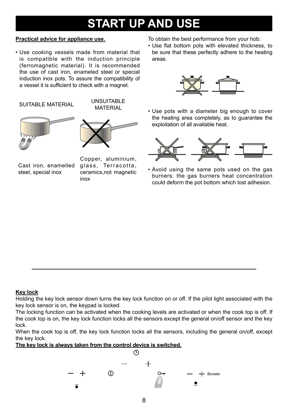 Start up and use | Caple C993i User Manual | Page 8 / 16