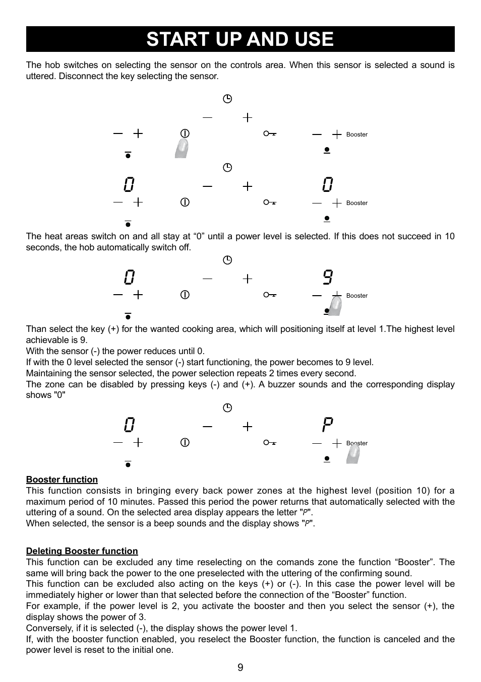 Start up and use | Caple C993i User Manual | Page 9 / 16