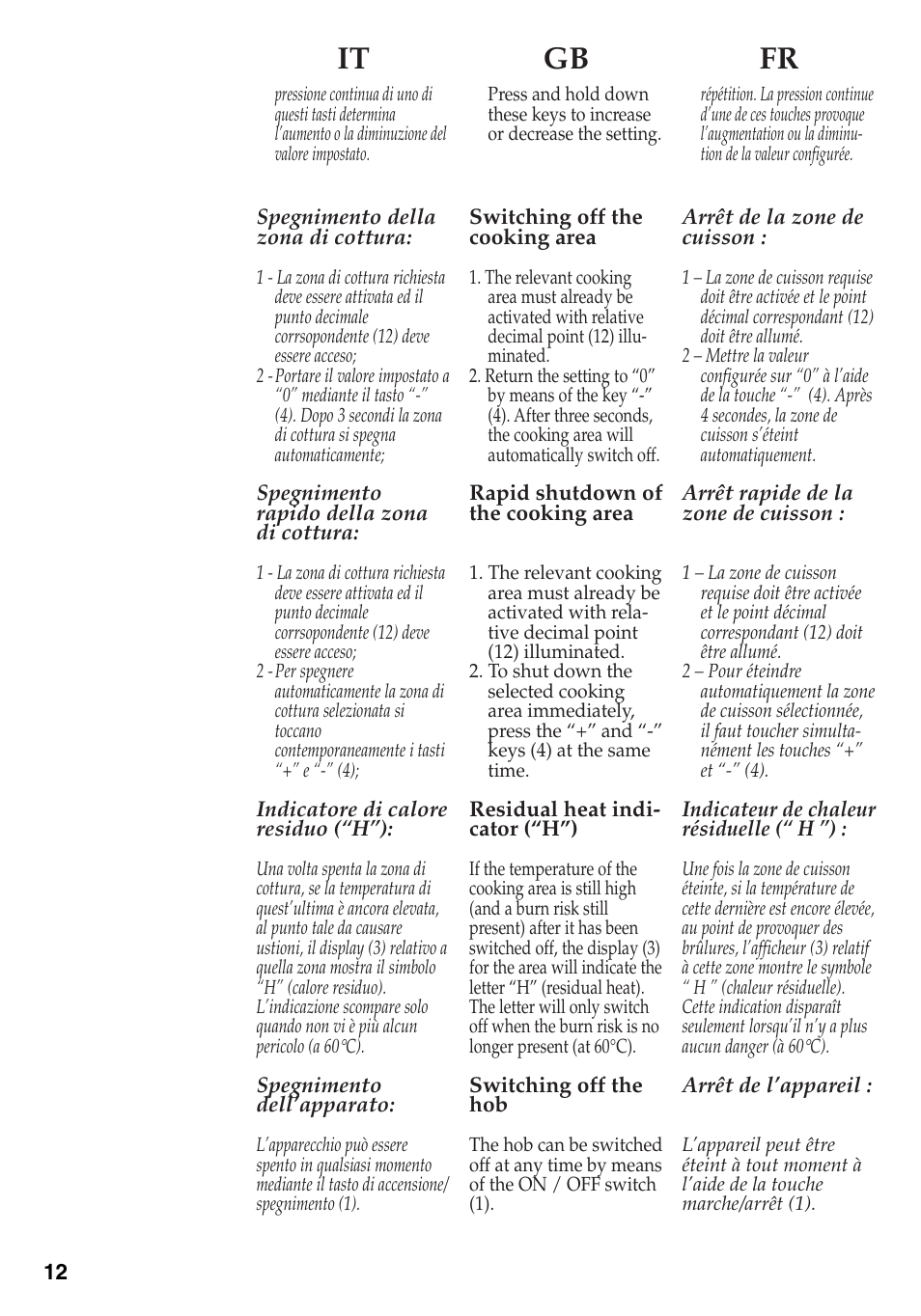 It gb fr | Caple C891C User Manual | Page 12 / 34