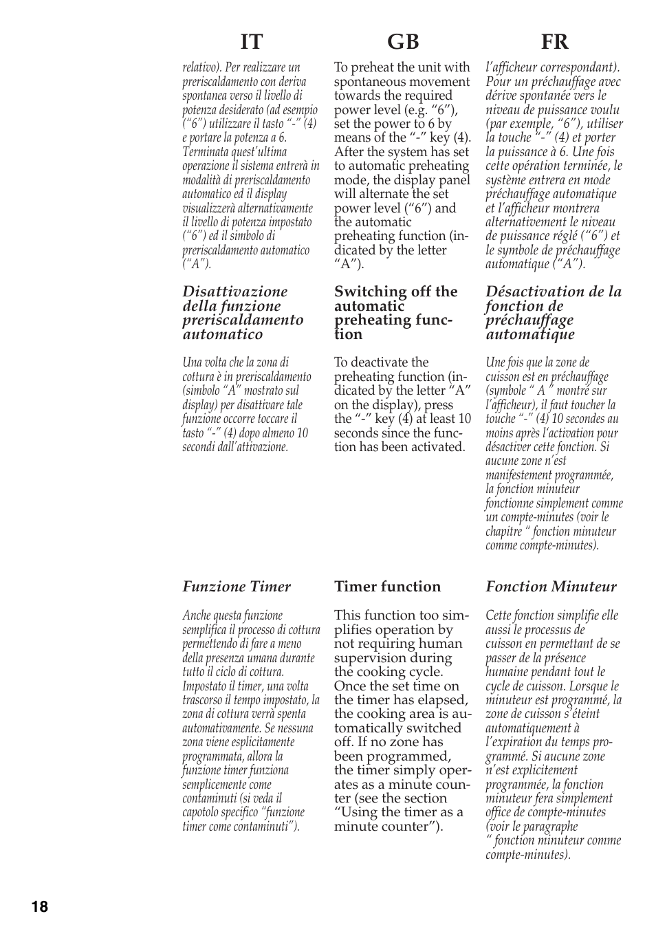 It gb fr | Caple C891C User Manual | Page 18 / 34