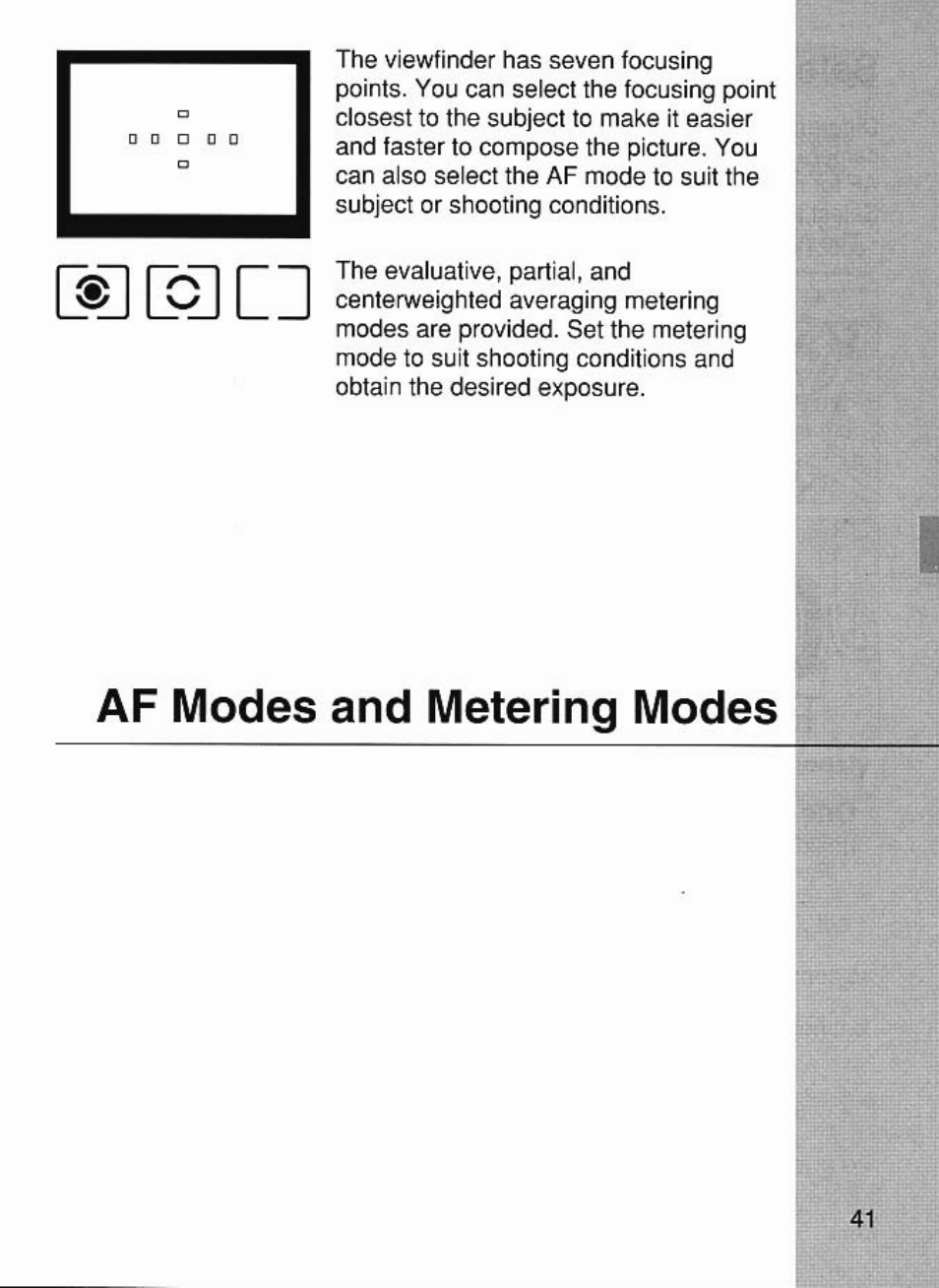 Af modes and metering modes | Canon EOS 7 User Manual | Page 41 / 108