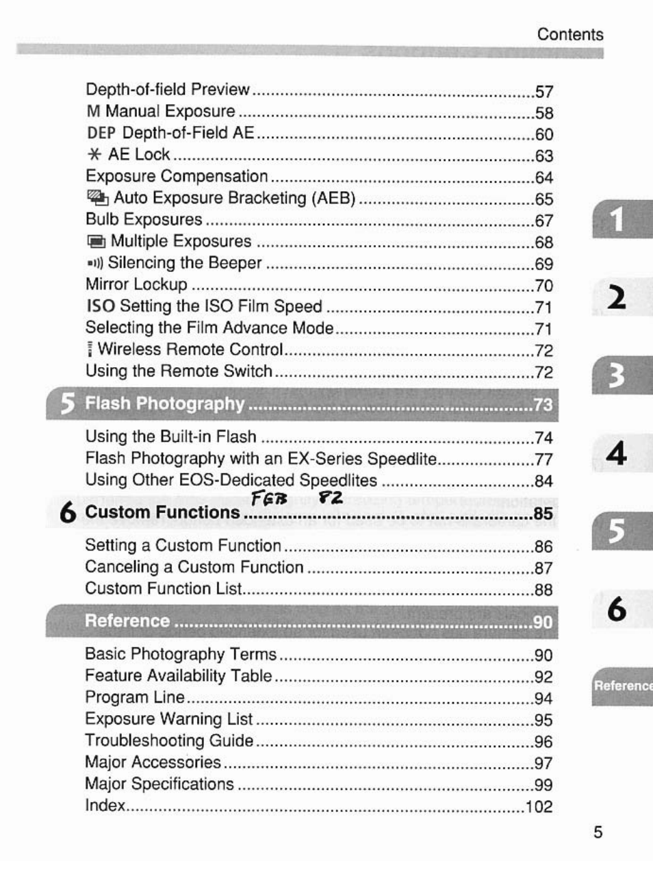 O custom functions | Canon EOS 7 User Manual | Page 5 / 108