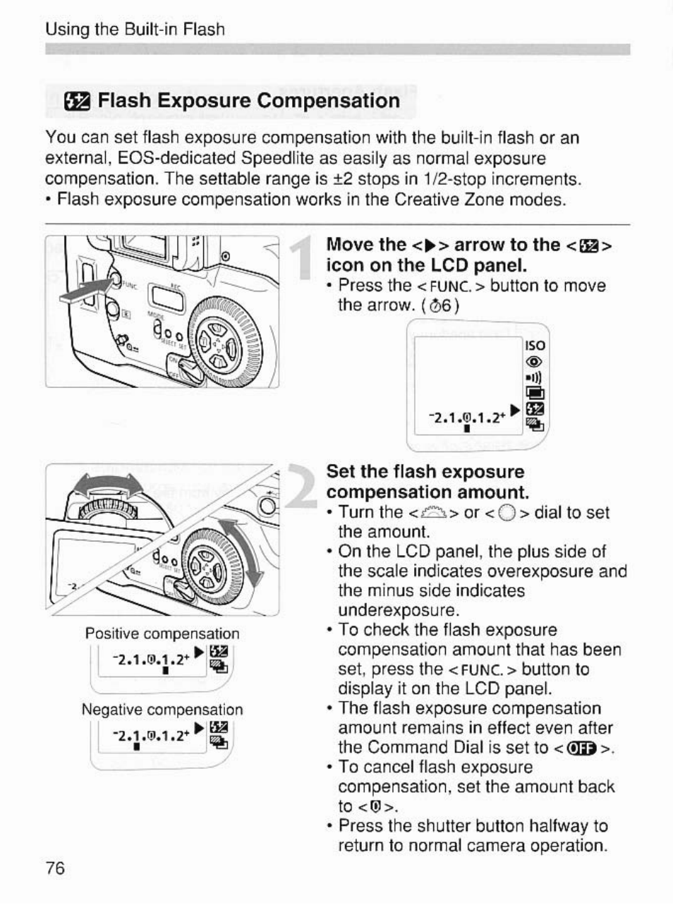 Та flash exposure compensation, Set the flash exposure | Canon EOS 7 User Manual | Page 76 / 108