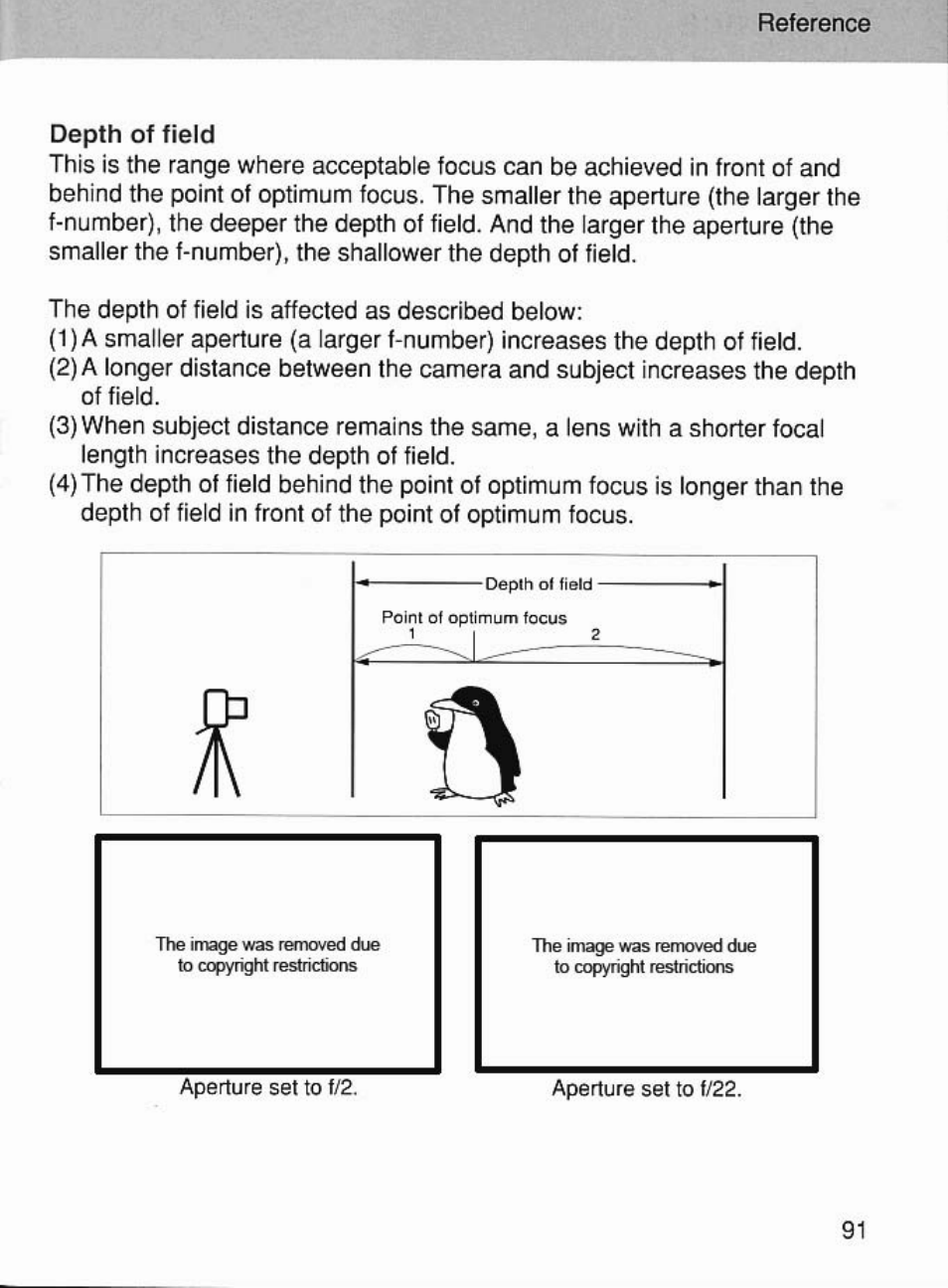 Depth of field | Canon EOS 7 User Manual | Page 91 / 108