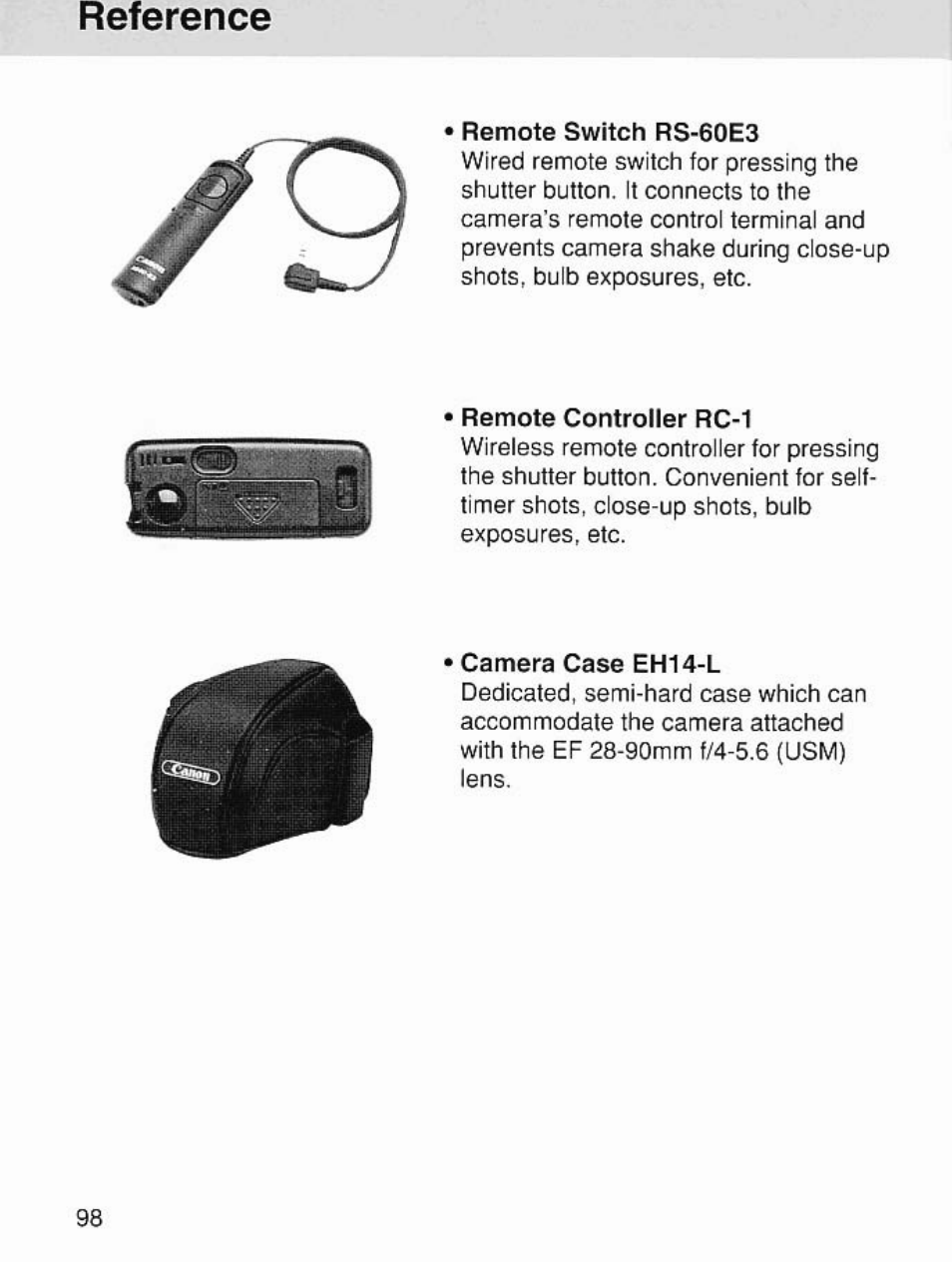 Reference | Canon EOS 7 User Manual | Page 98 / 108