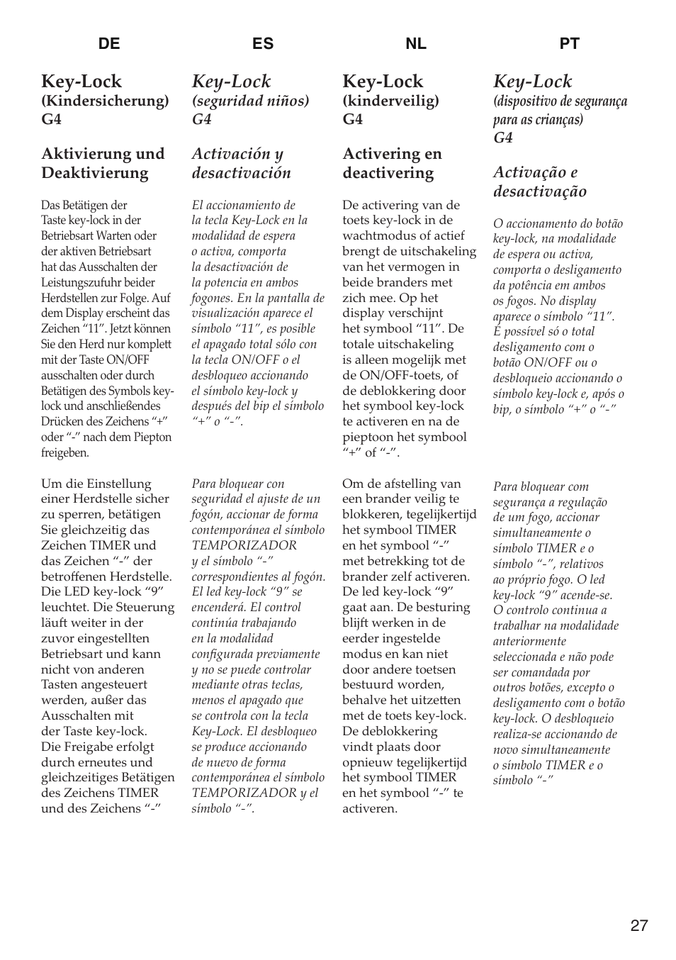 Key-lock | Caple C992i User Manual | Page 28 / 49