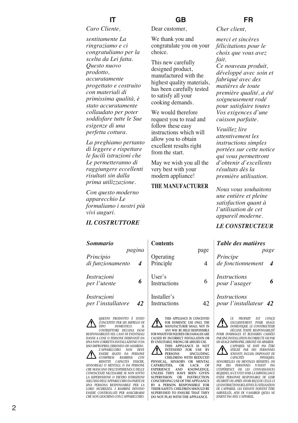 It gb fr | Caple C992i User Manual | Page 3 / 49