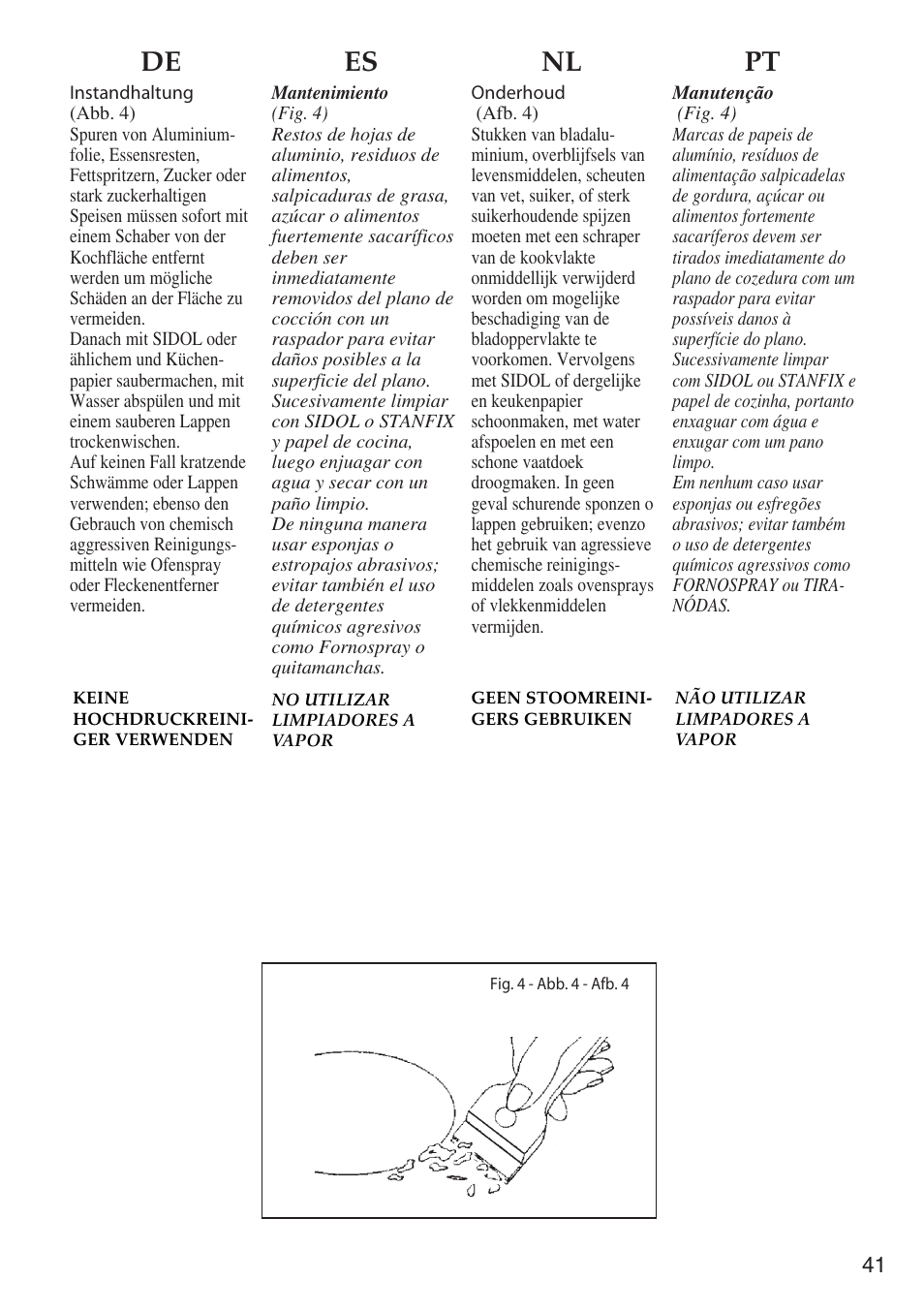 De es nl pt | Caple C992i User Manual | Page 42 / 49