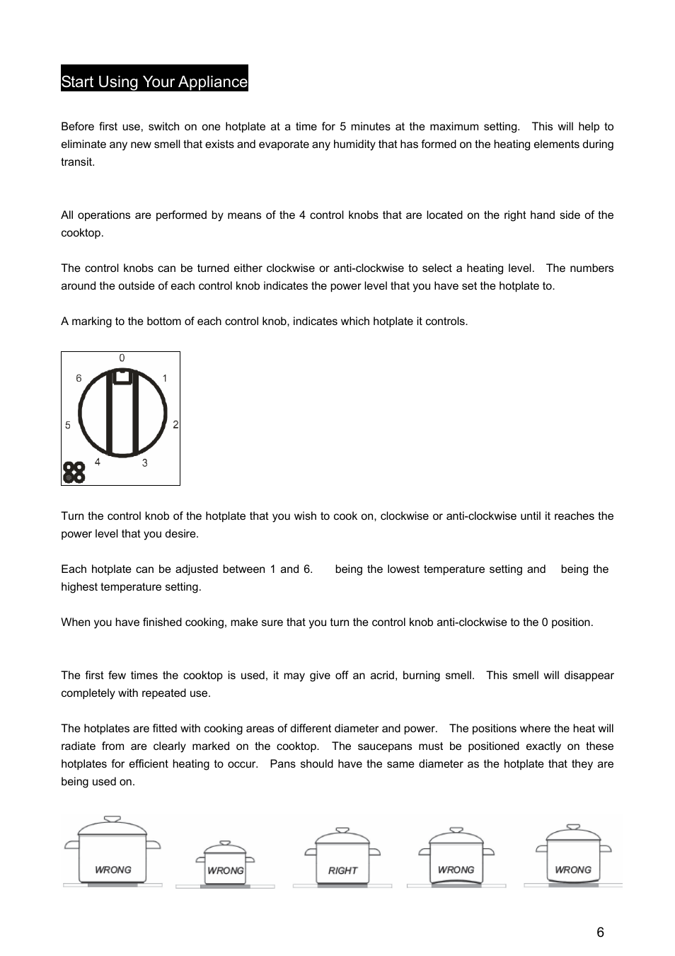 Start using your appliance | Caple C603E User Manual | Page 7 / 10