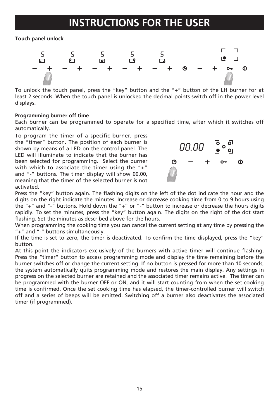 Instructions for the user | Caple C981G User Manual | Page 15 / 20
