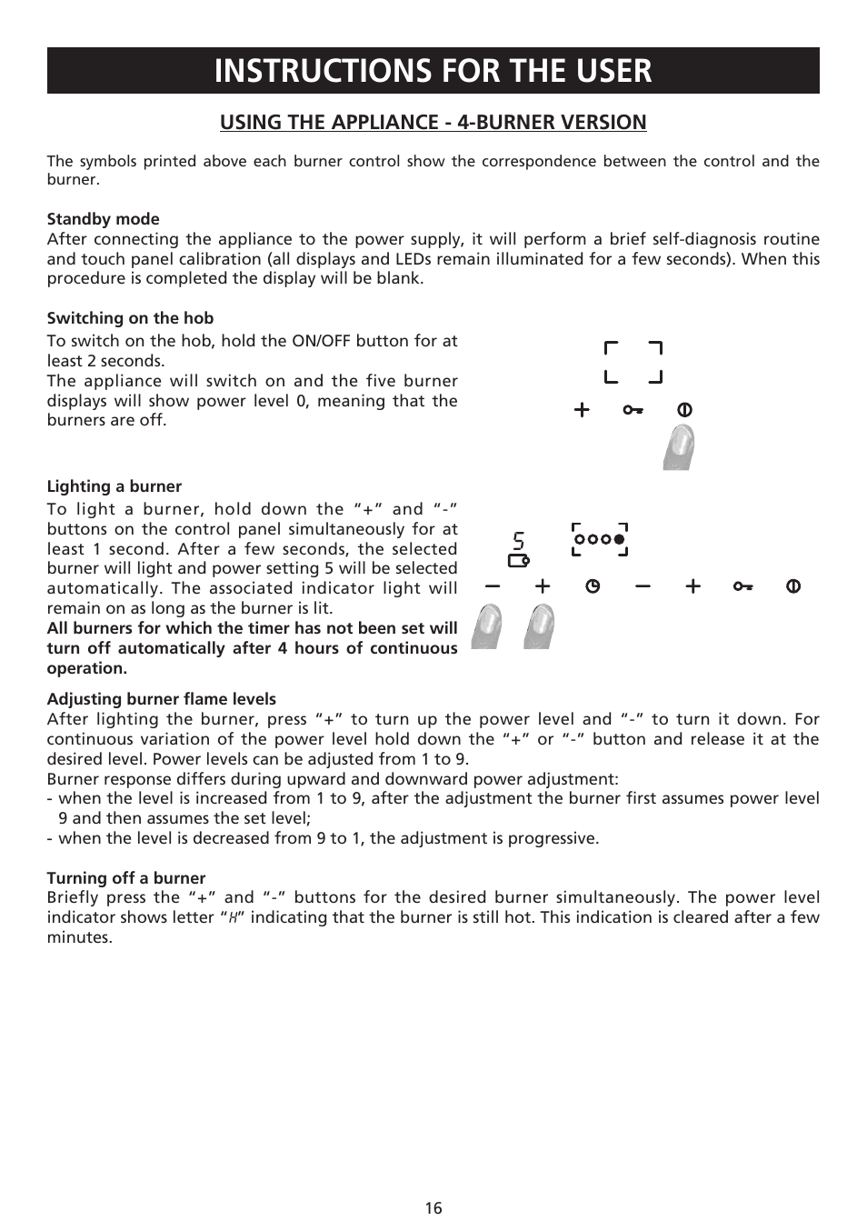 Instructions for the user | Caple C981G User Manual | Page 16 / 20