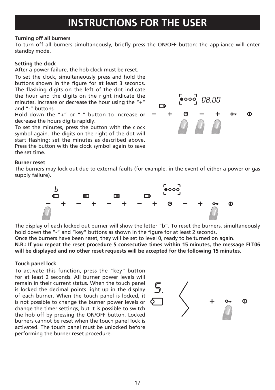 Instructions for the user | Caple C981G User Manual | Page 17 / 20