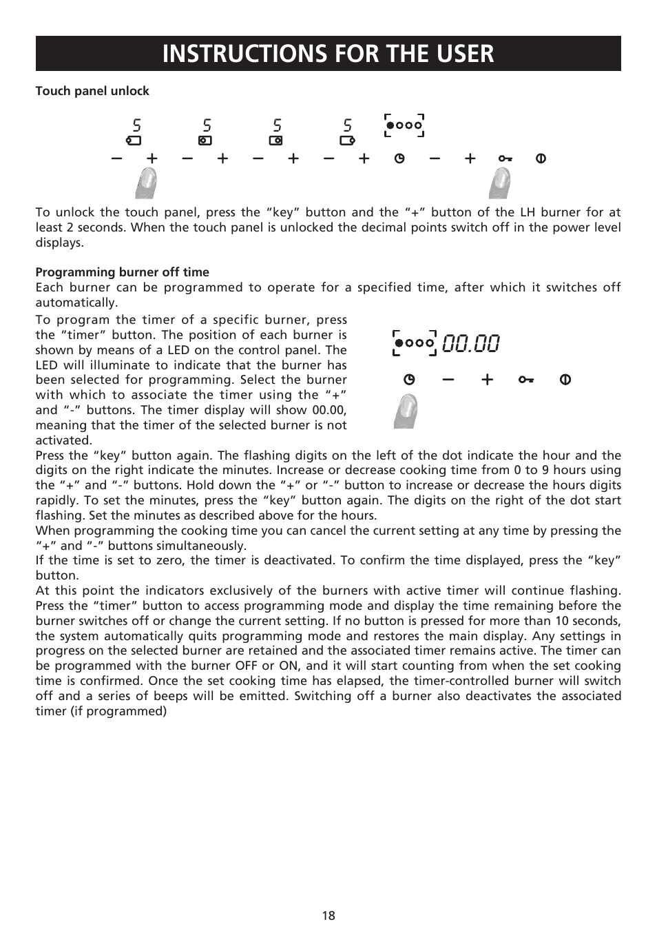 Instructions for the user | Caple C981G User Manual | Page 18 / 20