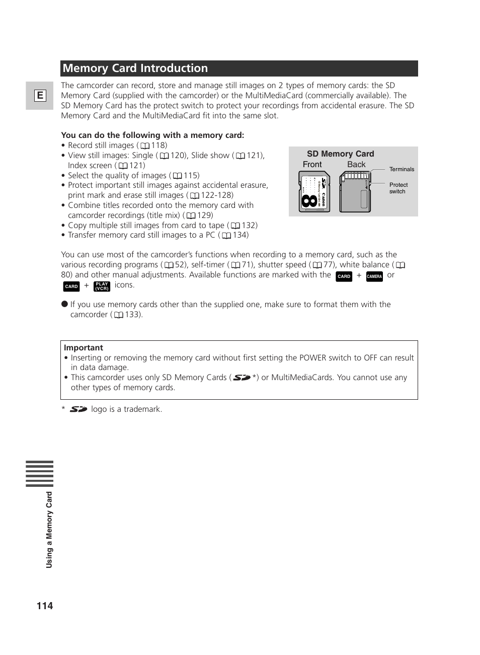 114 e | Canon GL2 User Manual | Page 114 / 163