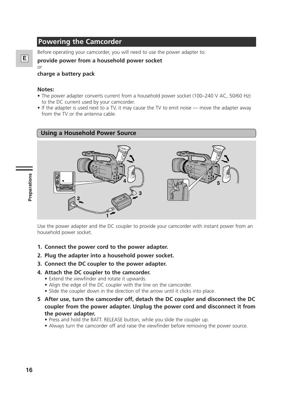 Powering the camcorder | Canon GL2 User Manual | Page 16 / 163