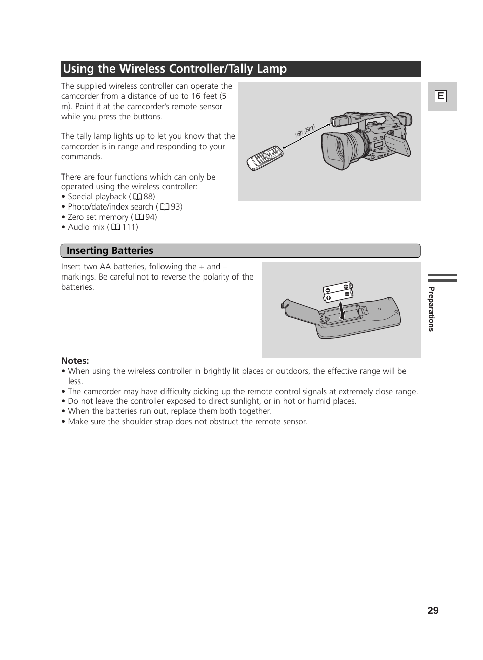 Using the wireless controller/tally lamp | Canon GL2 User Manual | Page 29 / 163