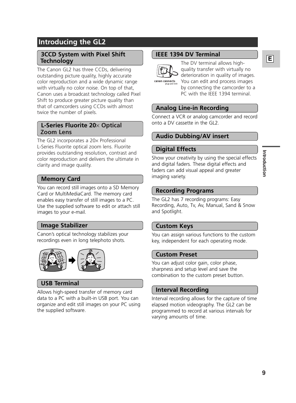 Introducing the gl2 | Canon GL2 User Manual | Page 9 / 163