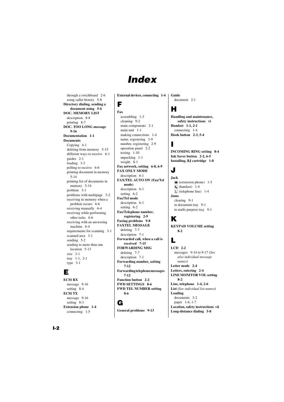 Index | Canon B820 User Manual | Page 106 / 110