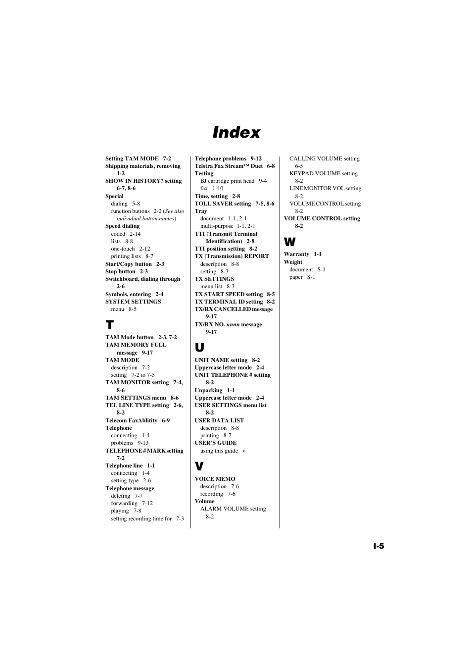 Index | Canon B820 User Manual | Page 109 / 110