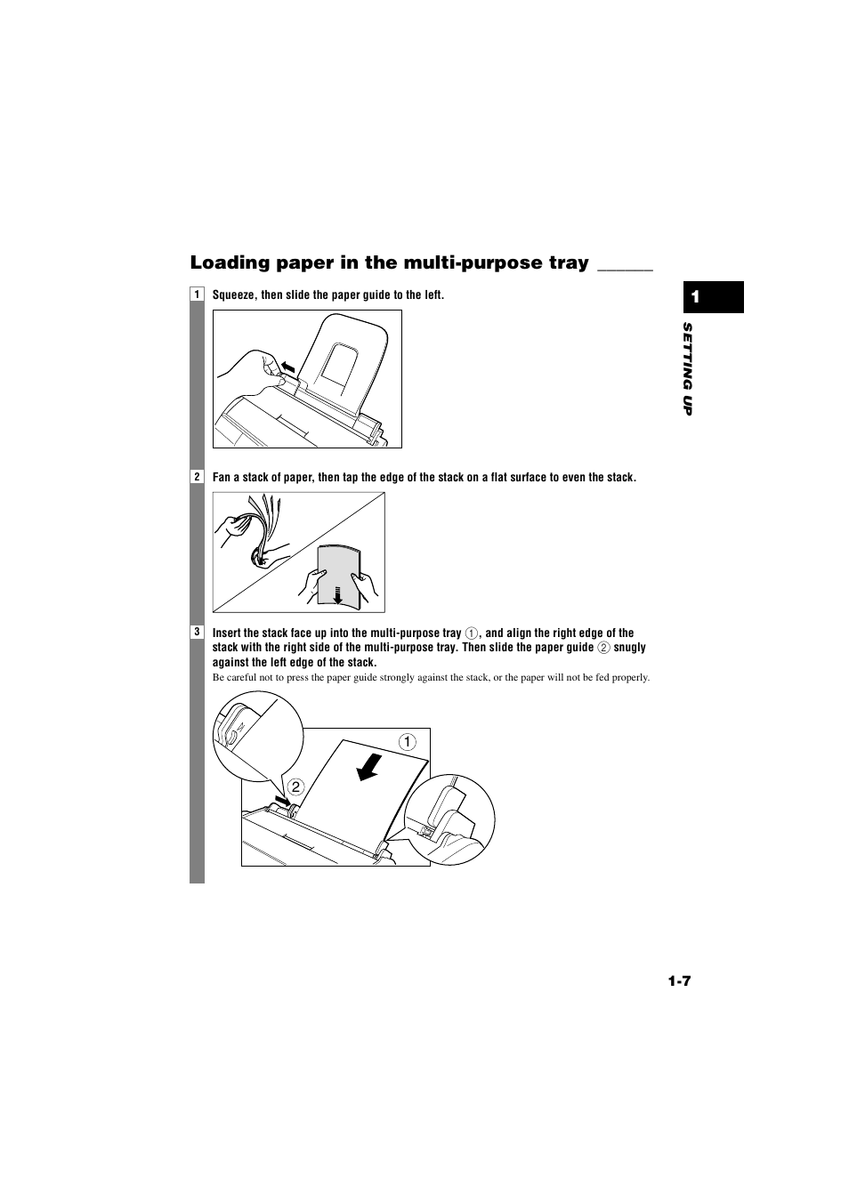 Loading paper in the multi-purpose tray, Loading paper in the multi-purpose tray -7 | Canon B820 User Manual | Page 15 / 110