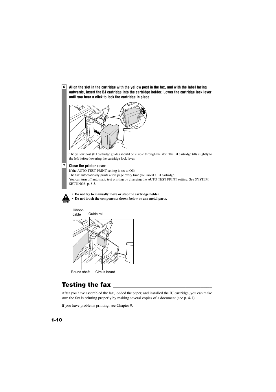 Testing the fax, Testing the fax -10 | Canon B820 User Manual | Page 18 / 110