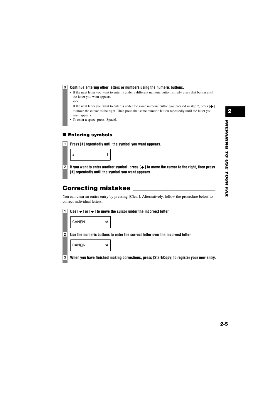 Correcting mistakes, Correcting mistakes -5 | Canon B820 User Manual | Page 23 / 110