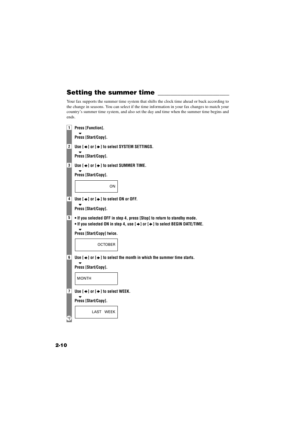 Setting the summer time, Setting the summer time -10 | Canon B820 User Manual | Page 28 / 110