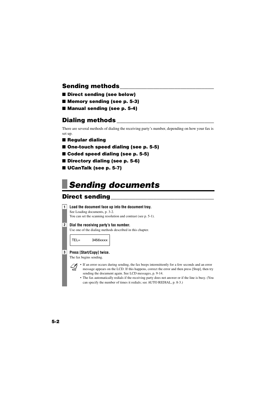 Sending methods, Dialing methods, Sending documents | Direct sending, Sending methods -2 dialing methods -2, Sending documents -2, Direct sending -2 | Canon B820 User Manual | Page 40 / 110