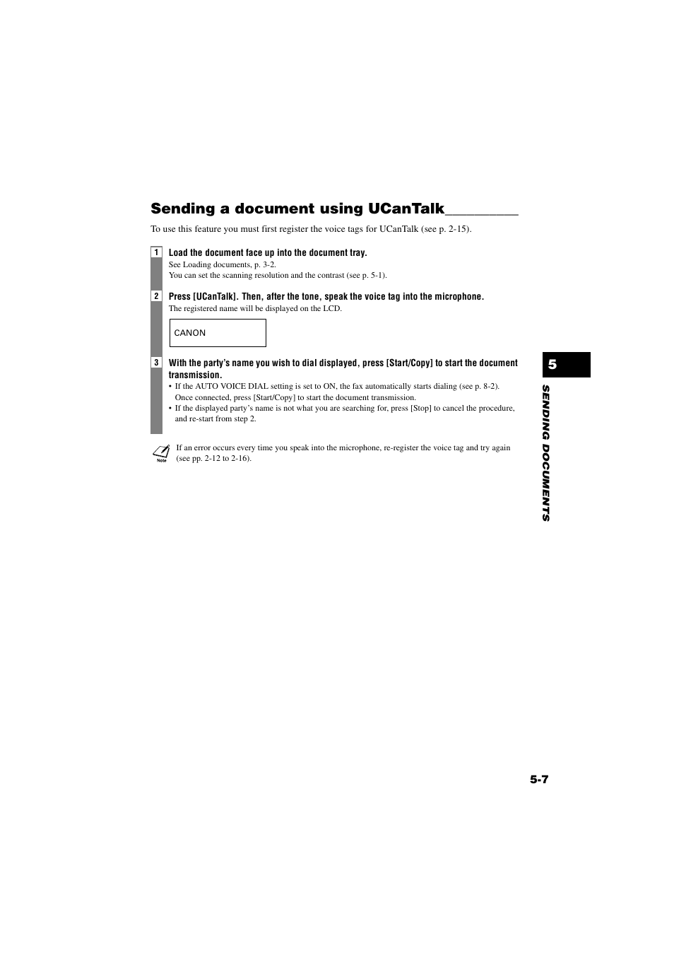 Sending a document using ucantalk, Sending a document using ucantalk -7 | Canon B820 User Manual | Page 45 / 110