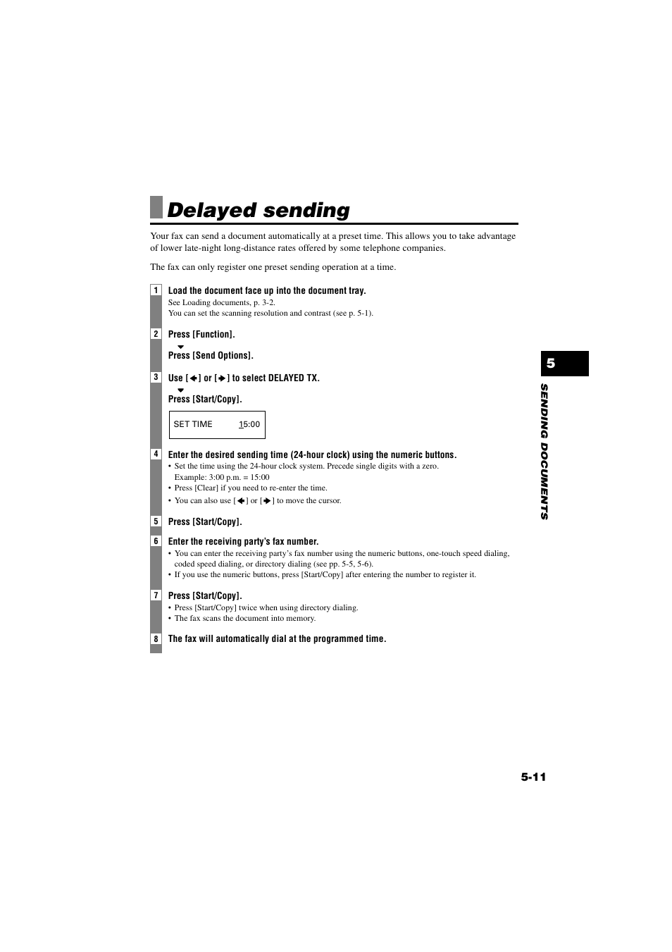 Delayed sending, Delayed sending -11 | Canon B820 User Manual | Page 49 / 110